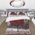 thumbnail image 2 of Designart "Red And Grey Tree silence I" Landscape Trees Bedding Covert Set - Trees Red Landscapes Bed Set With 2 Shams, 2 of 6