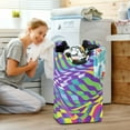 thumbnail image 5 of Yayeee Freestanding Laundry Hamper with Handle Collapsible Large Storage Basket for Clothes, Green Wavy Pattern, 5 of 7
