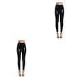 thumbnail image 4 of Qarigey Pantalones de cuero de cintura alta para mujer, pantalones de senderismo de poliéster PU para niñas, pantalones largos hasta los Type5 NO5, 4 of 6