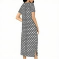 thumbnail image 6 of Dasayo Hospital Women's Nightgowns Short Sleeve Gray Zipper Nightgowns Polka Dot Side Split Pajamas Womens Sleepwear S, 6 of 7