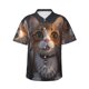 thumbnail image 1 of Fotbe Wide Eyed Cartoon Cats Camisa Hawaiana para Hombre Unisex – Camisa Casual de Verano con Botones de Manga Corta de Algodón y Lino,3X-Large, 1 of 7