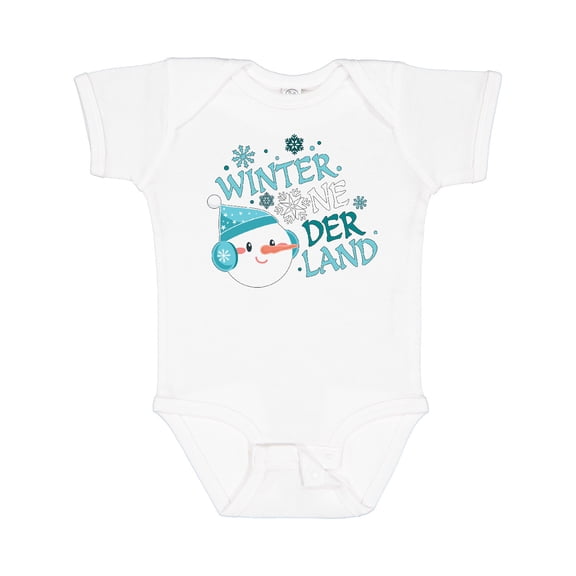 Inktastic Iwinter One-derland First Birthday with Snowman Boys or Girls Baby Bodysuit