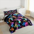 thumbnail image 3 of Feelyou Mystic Jungle Mushroon Queen Comforter Set for Child, Neon Plant Botanical Bedding Sets, Glitter Stars Print Reversible Bedding Comforter Set, Ultra Soft Home Decor, 3-Piece, 3 of 8