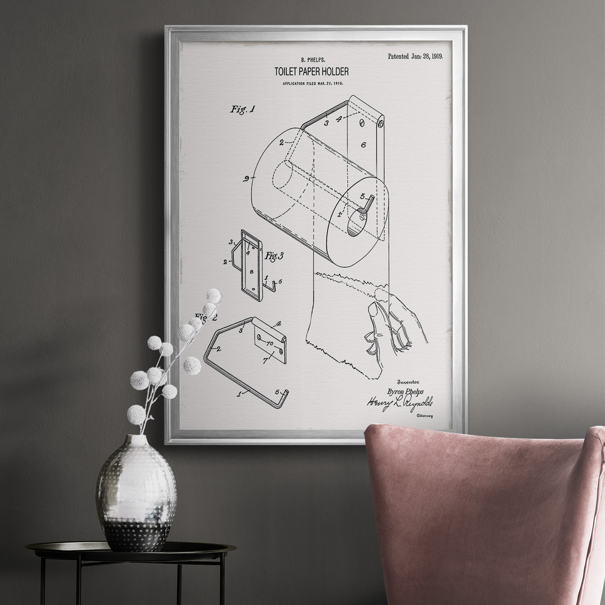 Toilet Paper Patent II Premium Classic Framed Print - Ready to Hang