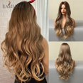 thumbnail image 1 of EASIHAIR Ombre marrón claro rubio platino largo ondulado parte media peluca de pelo Cosplay Natural resistente al calor peluca sintética para mujeres Tan Jianjun  unisex, 1 of 2