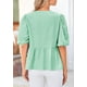 thumbnail image 2 of Blusa PRETTYGARDEN para mujer con lazo en la parte delantera, a rayas, verde, XXL, 2 of 9