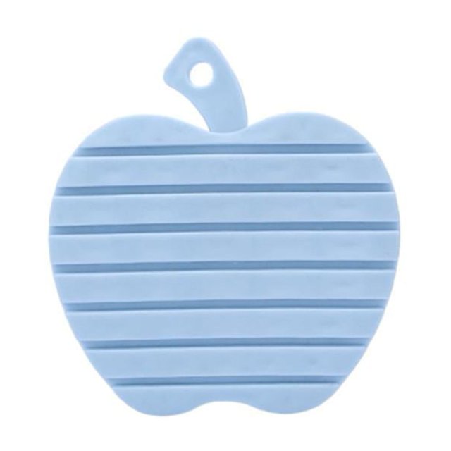 Cepillo de limpieza de plástico en forma de manzana para herramientas de cocina de frutas y verduras (azul)