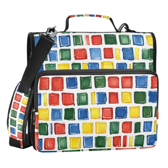 ALAZA Zipper Binder Watercolor Checkered 3 Ring Trapper Keeper File Folder Organizer Bag