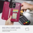 thumbnail image 3 of Funda cartera Wefor para iPhone X/XS, cuero PU, roja, 3 of 7