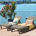 thumbnail image 1 of Gymax Ensemble de 2 Chaises Longues Inclinables d'Extérieur pour Patio avec Dossier Réglable Brun, 1 of 10