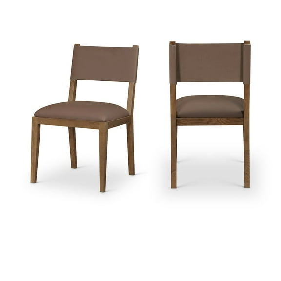 Meridian Furniture Avon Brown Vegan Leather Dining Side Chair, Set of 2