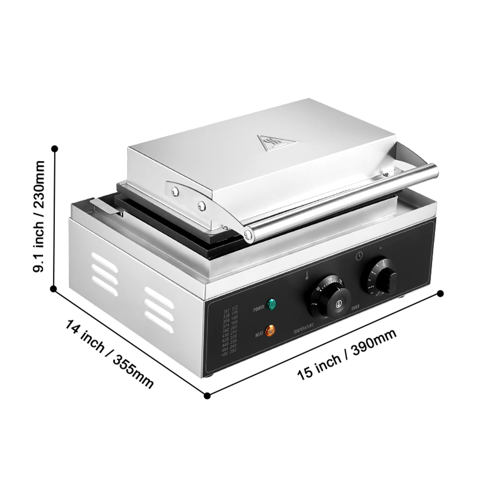 KFFKFF Commercial Waffle Makers, Stainless Steel, 15x14x9.1in, Silver