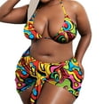 thumbnail image 1 of 1 Set Bathing Suit Super Soft Fade-Resistant Nylon 3-Pieces Bikini Set Large Size Cover Up Swimsuit for Beach, 1 of 8