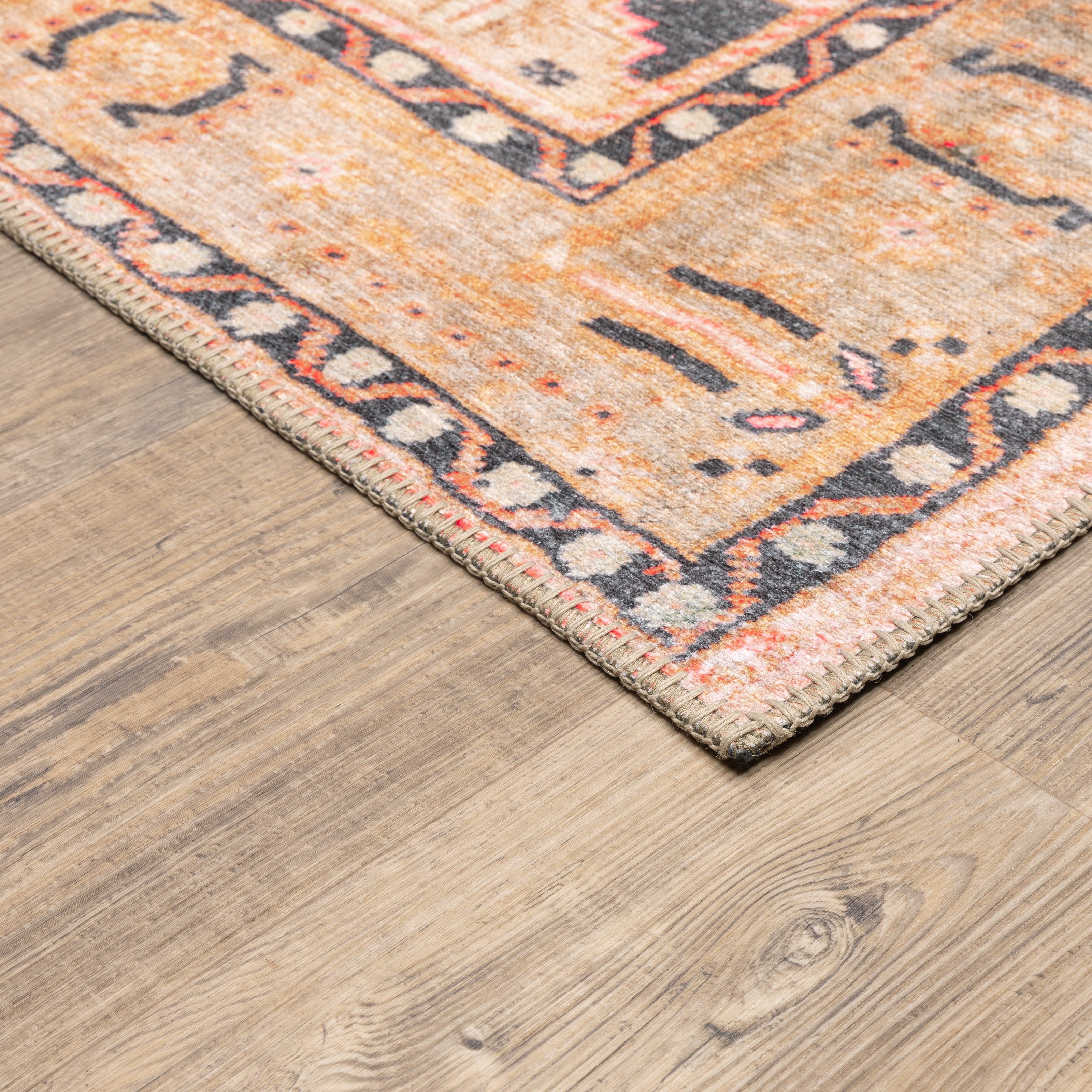 Belen Traditional Oriental Area Rug, Gold/ Charcoal, 5' x 8'