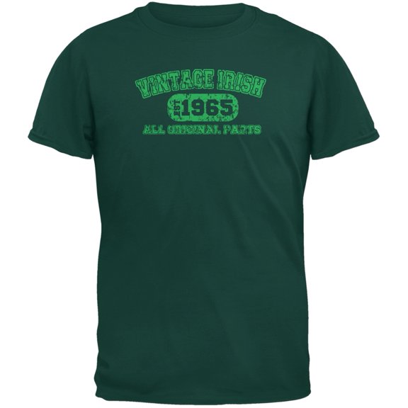 St. Patricks Day - Vintage Irish 1965 Forest Green Adult T-Shirt - 2X-Large