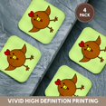 thumbnail image 6 of 3drose, Cute Brown Chicken Dance with Green Background, Set of 4 Coasters - Soft, 6 of 7