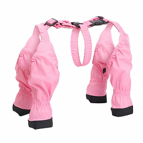 TELOLY Dog Suspender Boots, Dog Snow Pants with Attached Boots Waterproof Dog Snow Pants with Attached Boots Waterproof Dog Paw Boot Leggings Anti- (Pink, S)