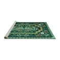thumbnail image 2 of Ahgly Company Machine Washable Indoor Square Medallion Turquoise Blue French Area Rugs, 5' Square, 2 of 4
