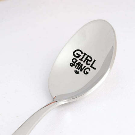 Engraved Spoon Gift for Women-Girl Gang| Galentines Day for Girl | Silverware Spoon Gift | International Womens Day - Girlfriend Gift for Teen Girl | Empowering Gift for Women | Stainless Steel-7 Inch