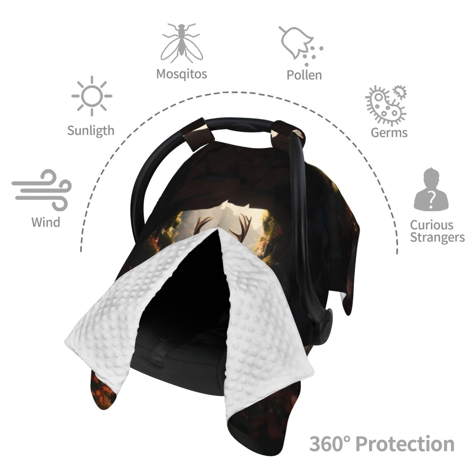 Car Seat Cover Baby - Enchanted Deer In Cave Breathable Infant Car Seat Cover for Baby Carseat, Lightweight Comfort Baby Essentials Must Haves Newborn Stuff for Girl Boy
