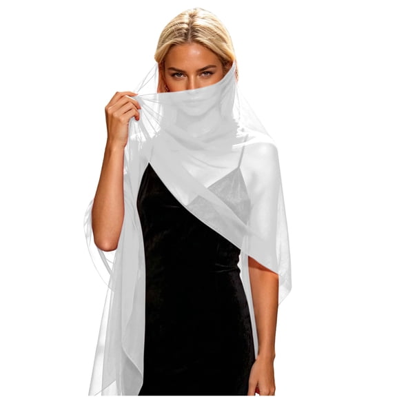 Women's Sheer Wrap Scarf Head Veil Shawls and Wraps Ideal Accessory for Wedding Evening Dinner formal Party Events White Free Size