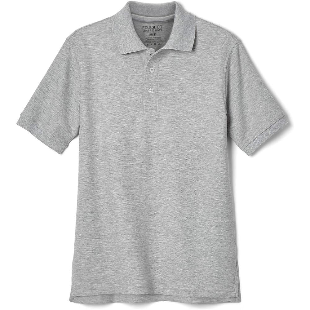 Educated Uniforms Boys 4-20 Short Sleeve Pique Polo Shirt Grey 6/7 ...