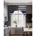 thumbnail image 3 of Blue American Flag Swag Valances for Windows, Small Curtains Drapes, Black White Stripe US Flag Retro Wooden Kitchen Window Curtains Over Sink Window Treatment Valance for Bedroom/Bathroom 56"x36", 3 of 5