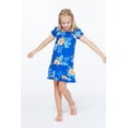 thumbnail image 4 of Robe à Volants Simple à Manches Courtes Hawaïenne pour Fille en Bleu Hibiscus Muumuu, 4 of 5