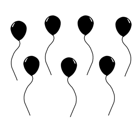 VWAQ Balloon Decals Vinyl Wall Art Stickers Peel and Stick 7 Pack Colorful Balloons (BLACK)