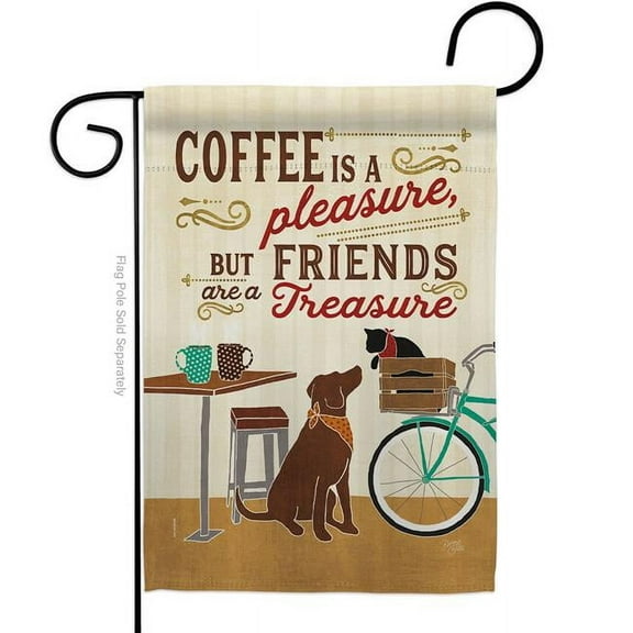 Breeze Decor G167055-BO Coffee & Friends Garden Flag Beverages & Tea 13 x 18.5 in. Double-Sided Decorative Vertical Flags for House Decoration Banner Yard Gift