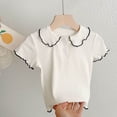 thumbnail image 4 of NAISIBABY Kids Girls T-Shirt, Short Sleeve Button-Up Collar Soft Comfy Summer Cute Fashion Tee White Size 7, 4 of 9