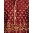 thumbnail image 3 of SKAVIJ Men's Kurta Pajama 2-Piece Set Art Silk Embroidered Party Wear Suit Red L, 3 of 6