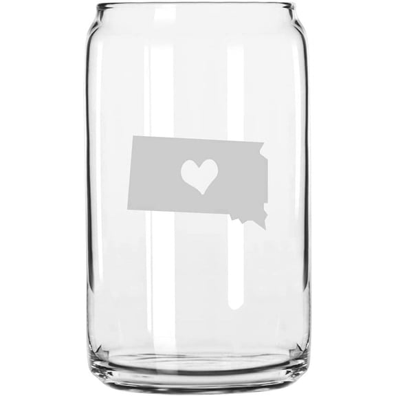 South Dakota Heart States Etched 16oz Libbey Can Glass