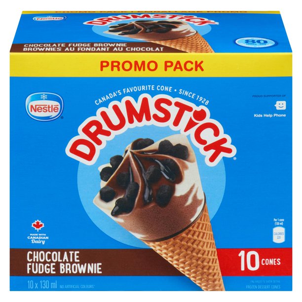 NESTLÉ DRUMSTICK Chocolate Fudge Brownie Frozen Dessert Cones 10 x 130 ml, 10 x 130ml Walmart.ca