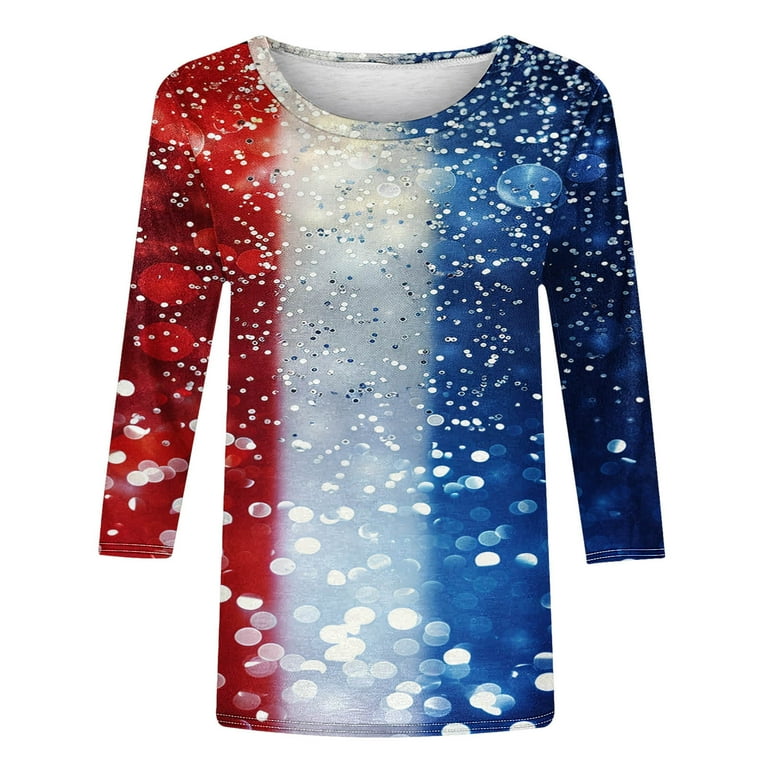 SELONE Ladies Tops and Blouses 3/4 Sleeve 4th of July Crewneck American Apparel Red White Blue Wear Clothes Gifts Activewear 2XL - Walmart.com SELONE Ladies Tops and Blouses 3/4 Sleeve 4th of July Crewneck American Apparel Red White Blue Wear Clothes Gifts Activewear 2XL - Walmart.com