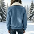 thumbnail image 4 of Women's Soft Fuzzy Jacket, Stylish Zip Front Fall Winter Outerwear with Sherpa Trim, 4 of 9