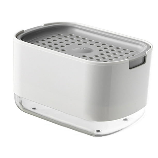 Dispensador de líquido para lavavajillas a presión, dispensador de jabón con esponja, caja dispensadora de jabón, dispensador de jabón con soporte para esponja, rendimiento de primer nivel