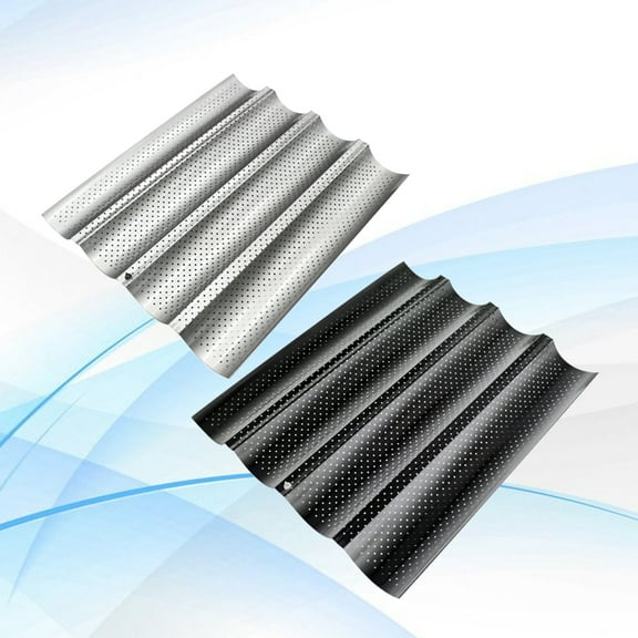 SOPOTUTU French Bread Pan 4 Well Nonstick Perforated Carbon Steel Loaf Bake Mold
