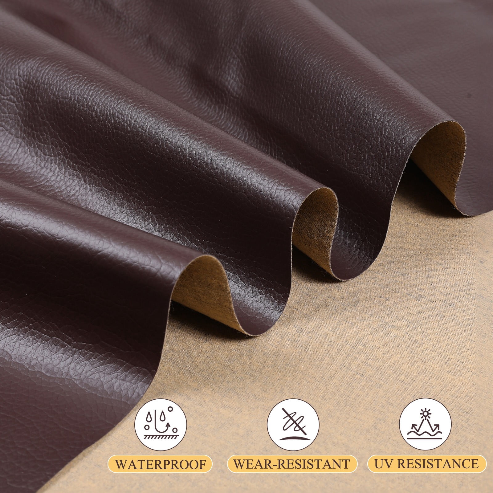 ANMINY Litchi Pattern Faux Leather Fabric, 1 Yard, 55in Wide Upholstery Leather for Headboard, Wall Decor, Sofa, Crafts, Sewing, Wallets, Handbags