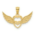 thumbnail image 3 of Finest Gold 14K Yellow & Rhodium White Polished Hearts with Wings Pendant, 3 of 4