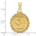thumbnail image 2 of Diamond2Deal 14K Yellow Gold Rope 1/10oz Panda Screw Top Coin Bezel Pendant for Women (L- 1.34 inch, W- 0.89 inch), 2 of 4