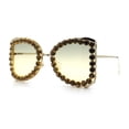 thumbnail image 4 of Womens Large Rhinestone Show Light Rim Trim Metal Rim Butterfly Sunglasses Gold - Black Yellow, 4 of 8