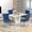 White Table Style 1 and 4 Blue Chairs Silver Leg, variant on 63" Modern Rectangle Faux Marble Dining Table Room Sets for 4,Dining Table with 4 Velvet Dining Chairs,Gray Table and 4 Black Chairs with Silver Leg