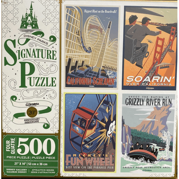 Disney Parks 20th California Adventure Attractions 4 Puzzles of 500 New with Box