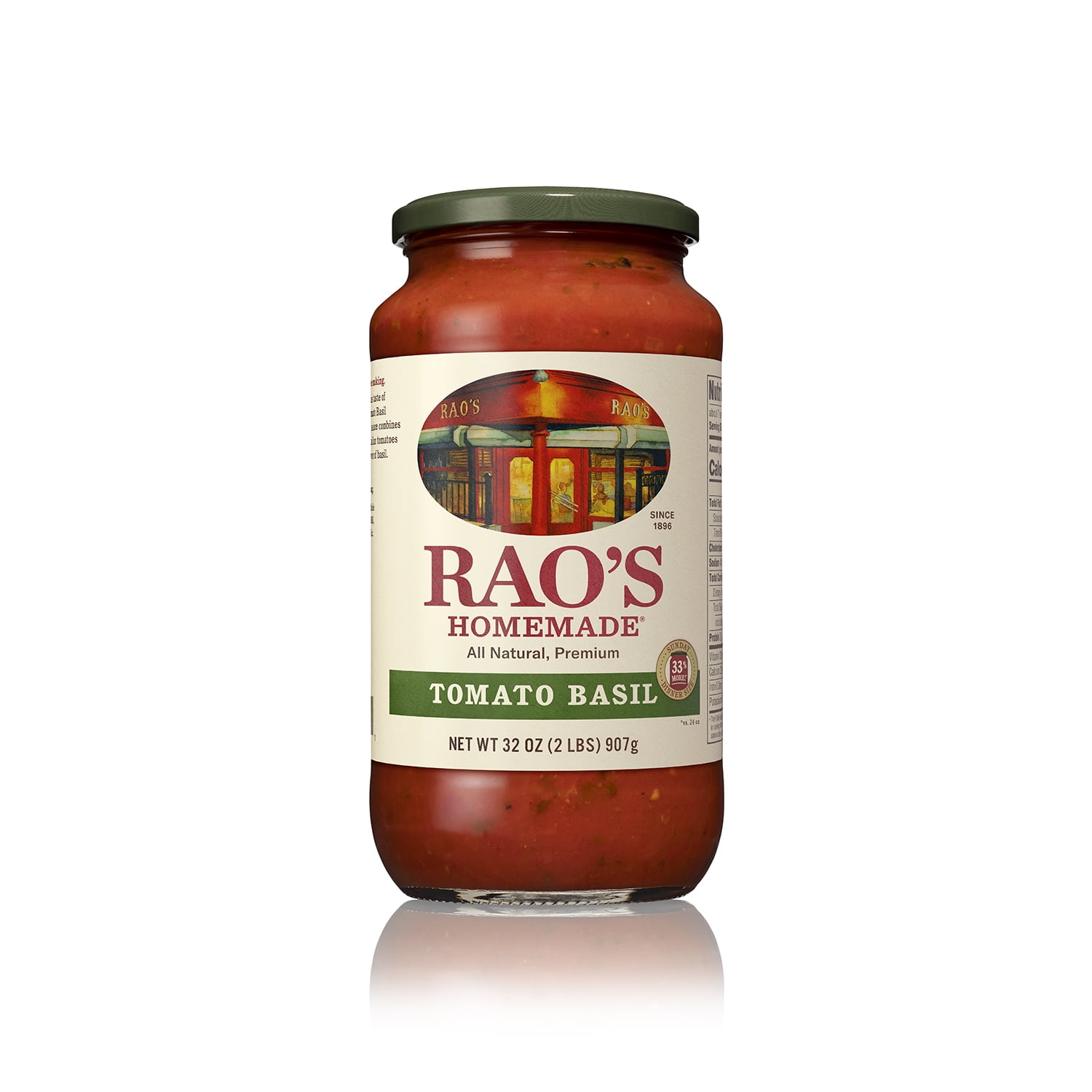 Rao's Homemade Tomato Sauce | Tomato Basil | 32 oz | Versatile Pasta Sauce | Carb Conscious, Keto Friendly | All Natural | Premium Quality | Made with Slow-Simmered Italian Tomatoes & Basil