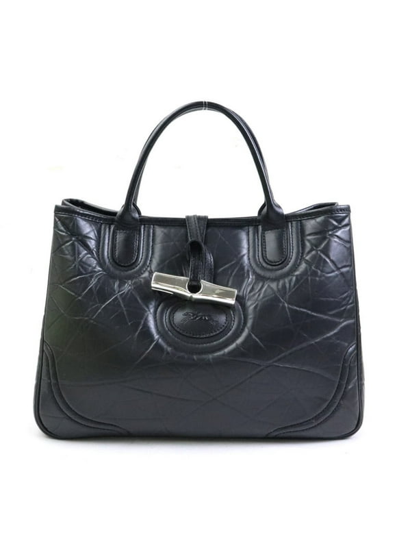 Pre-Owned Longchamp handbag, leather, black, for men and women, 56228a (Good)