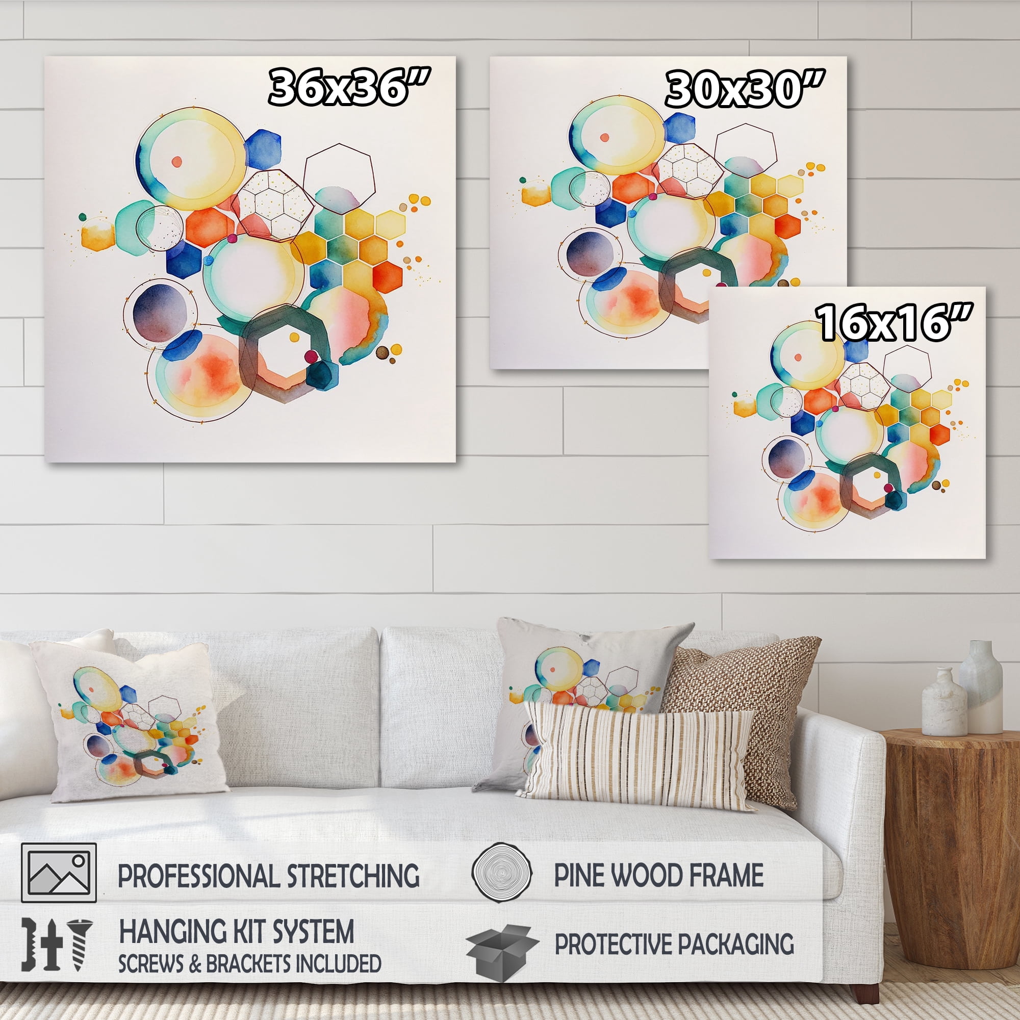 Designart Multi-Color Circular Abstract IV Canvas Wall Art