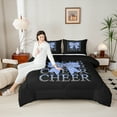 thumbnail image 4 of Manfei Kawaii Blue Bow 3 Pieces Queen Comforter Set for Teens Children Girls,Bling Glitter Ultra Soft Bedding Sets,Girly Dreamy Dance Bedding Comforter Set,Luxury Bedroom Decor,Reversible, 4 of 8