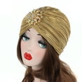 thumbnail image 5 of lanema Women Indian Turban Hat for Head Wrap Pleated Soft Velvet Hair Hijab Cap Headwear with Brooch Jewelry, 5 of 13