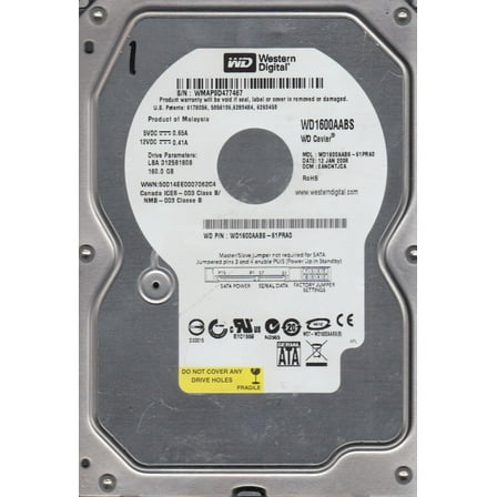 WD1600AABS-61PRA0, DCM EANCNTJCA, Western Digital 160GB SATA 3.5 Hard Drive